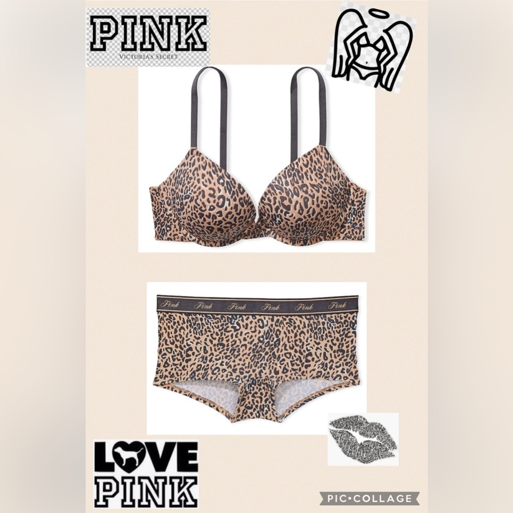 Victoria’s Secret Pink Wear Everywhere Super Push Up Bra 40B 40C & Panty Set